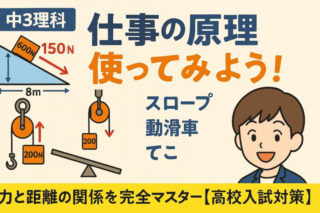 中3理科「仕事の原理」を使ってみよう！スロープ・動滑車・てこで力と距離の関係を完全マスター【高校入試対策付き】サムネイル画像
