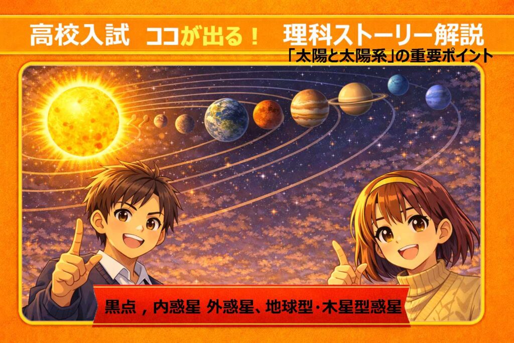 【中3理科/天体】太陽と太陽系は「中心=太陽」「順番=水金地火木土天海」で秒速整理!記述と暗記を完全攻略