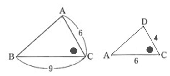 相似の対応する角の見つけ方　2辺の比とその間の角がそれぞれ等しい04