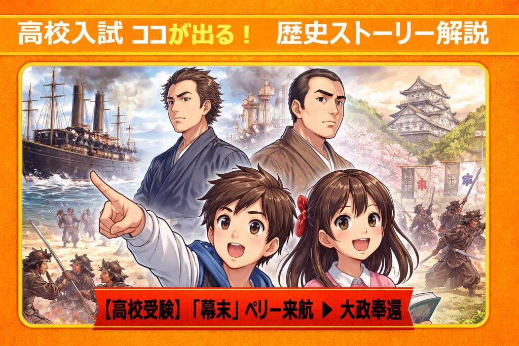 【高校受験】歴史「幕末」の流れをストーリーで攻略！ペリー来航から大政奉還まで　サムネイル