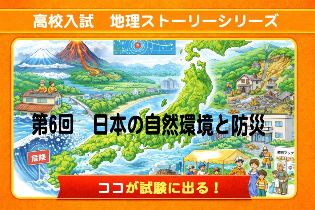 高校入試地理第6回 日本の自然環境と防災。地震・津波・季節風・リアス海岸の理由と仕組みを解説する記事のサムネイル