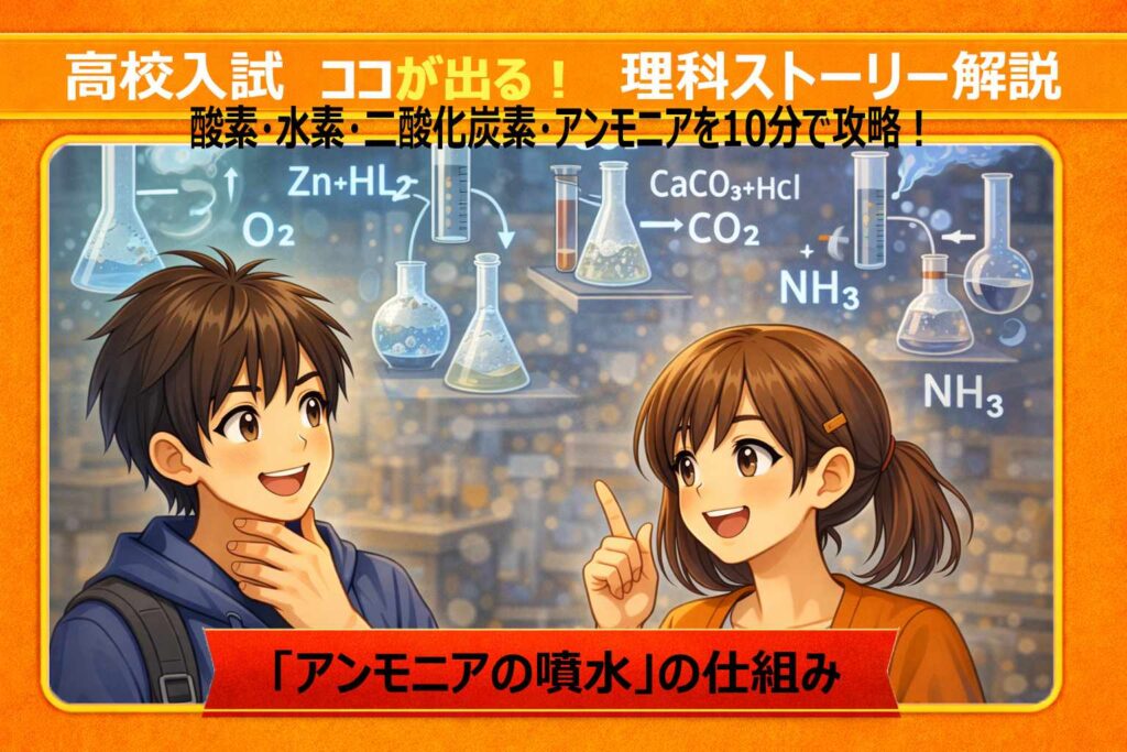 【高校入試理科】気体の発生・集め方を完全攻略！4大気体の性質と噴水の秘密サムネイル