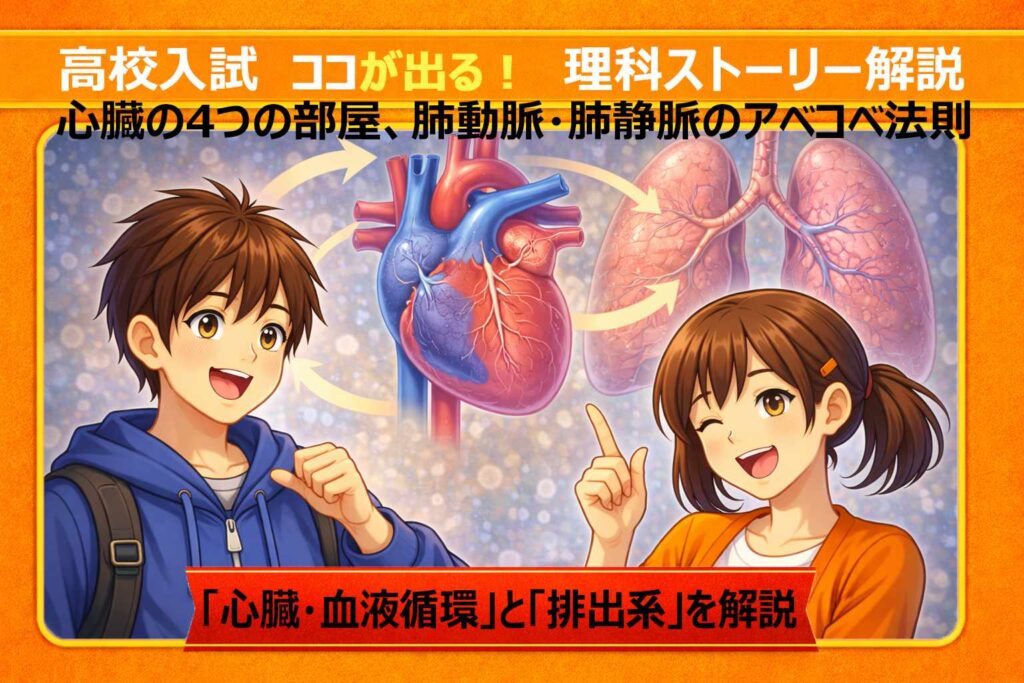 【高校入試理科】心臓と血液循環を10分で攻略！動脈と静脈のアベコベ法則サムネイル