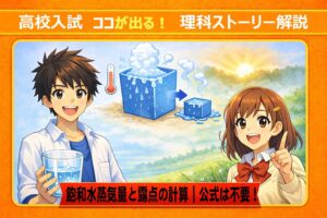【中学理科/地学】飽和水蒸気量と露点の計算｜公式は捨てる？「比」で解く湿度の裏ワザ　サムネイル