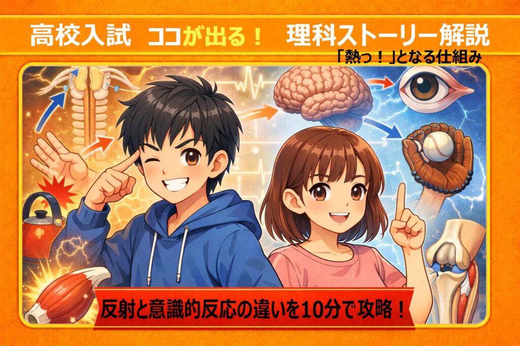 【高校入試理科】反射と意識的反応の違いを10分で攻略！神経と筋肉サムネイル