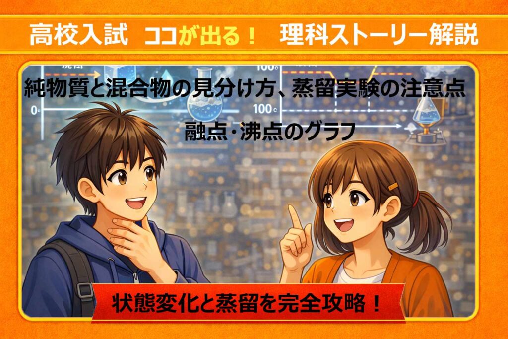 【高校入試理科】状態変化と蒸留を完全攻略！融点・沸点のグラフは「横ばい」を見ろサムネイル